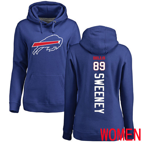 NFL Women Buffalo Bills #89 Tommy Sweeney Royal Blue Backer Pullover Hoodie Sweatshirt->women nfl jersey->Women Jersey
